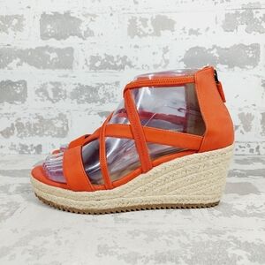 Eileen Fisher Orange Espadrille Wedge Sandals